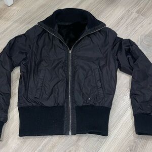 BLACK REVERSIBLE FUR BOMBER JACKET